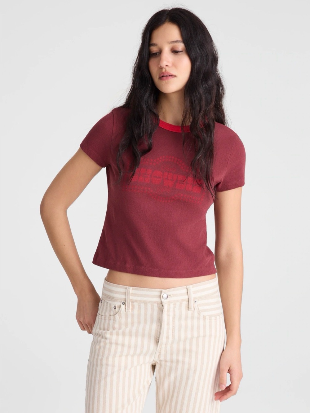 Madewell Relaxed Baby Tee in Vintage Jersey in Vintage Merlot OA311